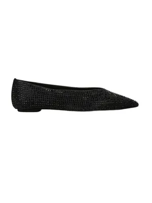 Sam Edelman Nita Pointed Toe Flat Black Satin Studded Sz 7 New In Box Dust Bags thumbnail 2