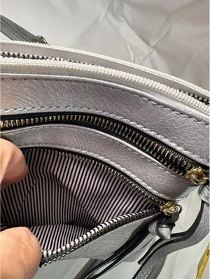 Silver Metallic Crossbody Bag Adjustable Strap Zipper Accents for Women thumbnail 6