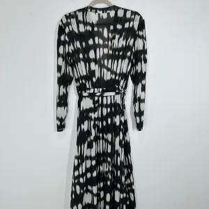 Bella Dahl XS Black White Contemporary Maxi‎ Dress Button Front Long Sleeve thumbnail 13