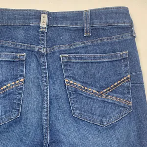 Ariat size 31 short high rise straight Real Denim Jeans Blue Stitching cowgirl r thumbnail 10