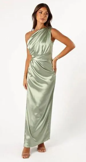 PETAL & PUP Nadia One Shoulder Maxi Dress in Sage Size US 2 thumbnail 1