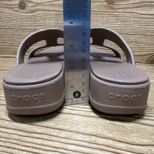 Crocs Monterey‎ Metallic Wedge Shoes Sz 7 Slip On Comfort Cushion Sandals 207144 thumbnail 3