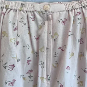 Coldwater Creek Linen Blend Floral Midi Skirt Pink White Cottagecore vintage M thumbnail 7