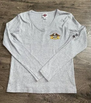 Womens harley davidson group long sleeve v neck‎ shirt Cut-N-Shoot Texas size XL thumbnail 1