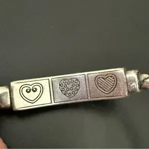 Retired BRIGHTON Triple Heart Silverplated With Gold Heart ID 8” Bracelet 29g. thumbnail 9