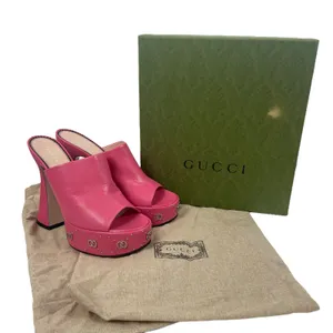Gucci GG Studs Leather Platform Slide Sandal Rhodamine Pink Size 40 thumbnail 13