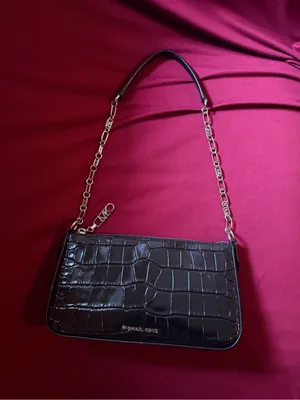 Michael Kors Black Croc-Embossed Shoulder Bag with Chain Strap thumbnail 4