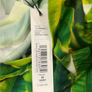 NWT alice + olivia Cindy Classic Cropped Crop T-Shirt Tee Shirt Sun Palm Green M thumbnail 3