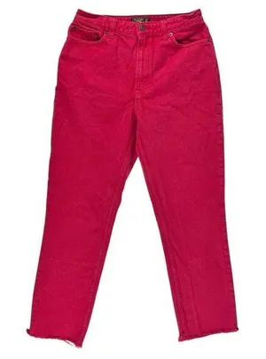 Abercrombie Red A&F Mom Jeans Relaxed‎ Tapered Leg Size 4 Short thumbnail 1
