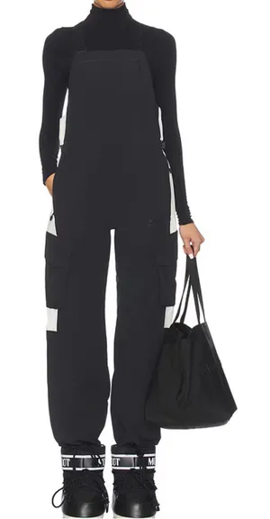 WHITESPACE Performance Riding Bib Pant in Black & Warm White thumbnail 1