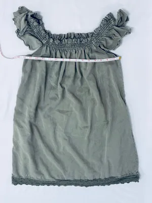 Smocked Off Shoulder Mini Dress - Army Green - S thumbnail 17