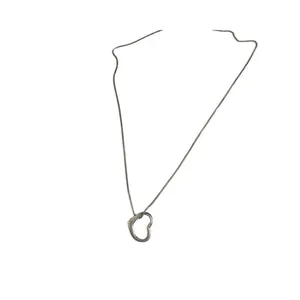 Necklace stainless‎ Silver tone heart 18 inch lobster claw adjustable clasp thumbnail 4