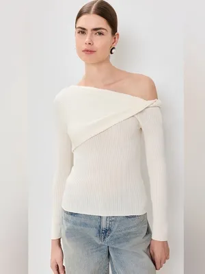 Reformation Lilou Regenerative Merino Sweater in Gossamer XL thumbnail 8