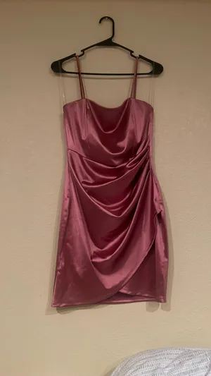 Windsor Wrapped In Stylish Satin Mini Dress thumbnail 3
