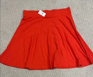 LOFT Bright Red Flared Mini Skirt thumbnail 1