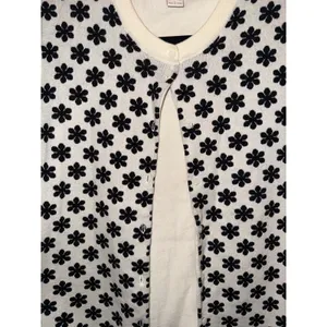 J.Crew The Caryn Cardigan Womens M Cream Black Floral Button Front Knit Preppy thumbnail 3