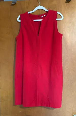 Gap Split Neck Sleeveless Shift Dress Red M thumbnail 1