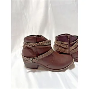 Jellypop Brown Leather Ankle Boots Women's 7.5M Zippered thumbnail 3