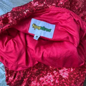 NEW Tipsy Elves Red Sequin High Waisted Leggings Sm Sparkly Rave Holiday Party thumbnail 5