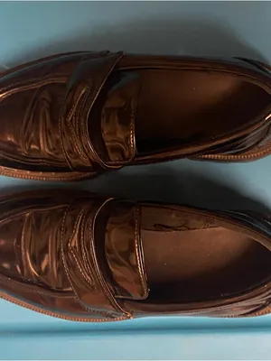Aldo Womens Black Patent Learher Penny Loafers Shoes Size 35 US 4.5 To 5 Chunky thumbnail 11