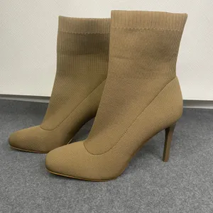 INC‎ Knit Sock Boots Women's Stiletto Heel Pull On Ankle Chic Taupe 8.5M EUC thumbnail 2
