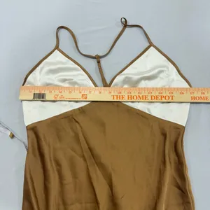 Abercrombie & Fitch‎ Brown Cream Colorblock Satin Maxi Slip Dress MT Tall thumbnail 7