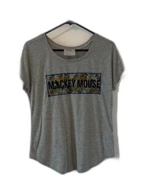 Disney Boutique Grey Mesh Panel Mickey Mouse Short Sleeve T-Shirt thumbnail 1