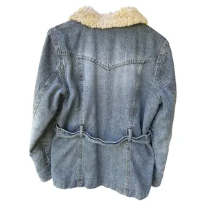 Y2K Mudd Faux Fur Trim Vintage Denim Jacket Size Medium thumbnail 2