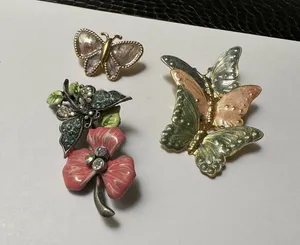 Lot Of 3 Pretty Butterfly Insect Brooch Pins thumbnail 7