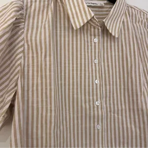 In the Beginning Tan and White Stripped Mini Cotton Dress Marissa Button Down thumbnail 5