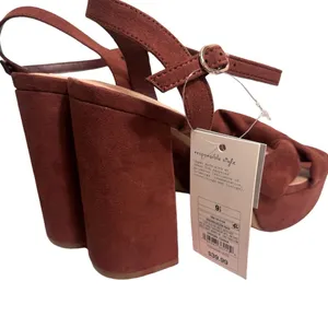 A New Day Sepia Brown Riah Open Toe Ankle Strap Block Heels Women's Size 9.5 thumbnail 6