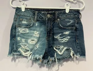 American Eagle Dual Color‎ Acid Wash Distressed Denim Jean Shorts Blue Size 00 thumbnail 1