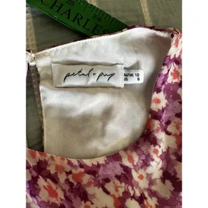 Petal & Pup Purple Pink Floral Long Sleeve Chiffon Midi Shift Dress US Size 8 thumbnail 3