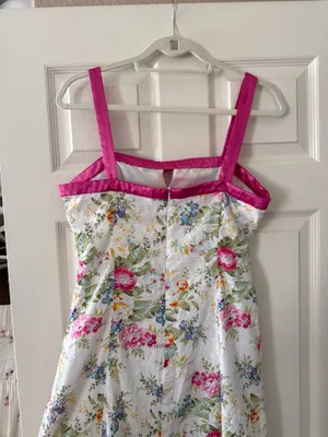 Dressbarn Floral Pink Trim Midi Sundress with Bow thumbnail 7