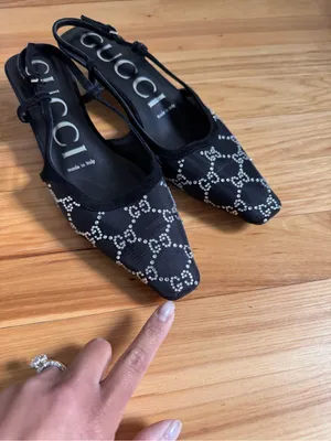 Gucci Tom GG Crystal kitten heel slingback shoes size 38 authentic thumbnail 2