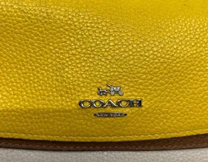 Coach Yellow White Grain Leather Wallet thumbnail 4
