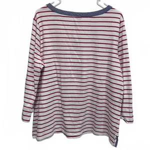 Nautica Striped Chambray Cuffed Sleeve Cotton Top Plus Size XXL thumbnail 4