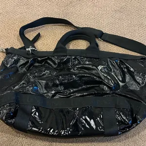 LeSportsac Black Shiny Double Strap Overnight Bag thumbnail 1
