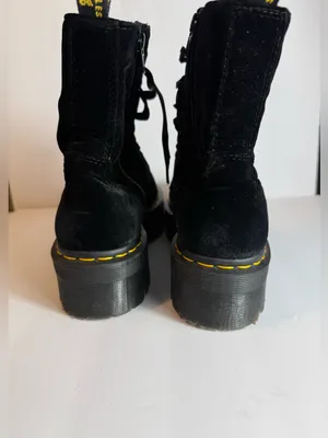 Dr. Martens Jadon‎ Black Velvet Platform Boots Satin Ribbon Laces Women’s US10 thumbnail 4