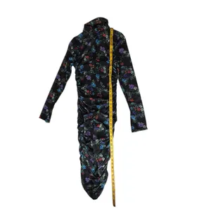 Alice + Olivia Delora Floral Black Mesh Ruched Turtleneck Dress Size 4 Romantic‎ thumbnail 13