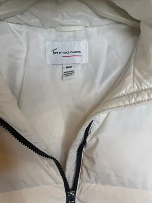 NWOT Two by Vince Camuto White Hooded Puffer winter Jacket sz Medium thumbnail 5