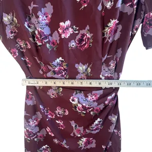 ASTR The Label Floral Mini Dress Burgundy Faux‎ Wrap S/S XS Soft Girl Romantic thumbnail 6