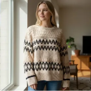 Skies Are Blue Womens Fair Isle Knit Sweater Sz S Preppy Heritage Nordic Chunky thumbnail 2