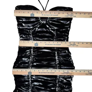 Body Central Vintage Y2K S Little Black Halter Dress Ruched Mini Going Out Cocktail USA‎ Made thumbnail 10