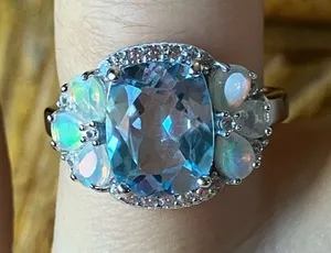 Sky Blue Topaz Ethiopian Opal Ring Size 5.75 thumbnail 1