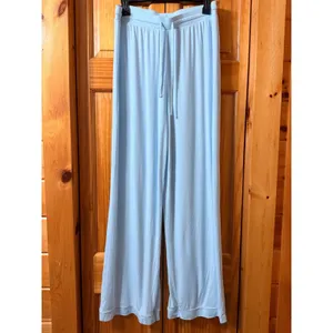 NWOT Comfrt Luna Lounge Pants XL Sky Baby Blue Wide‎ Straight Leg Drawstring thumbnail 3