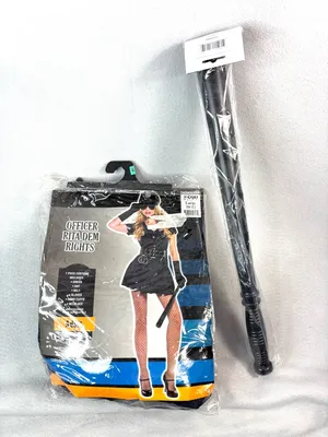 Officer Rita Dem Rights L Black Mini Dress Cop Chick Costume thumbnail 2