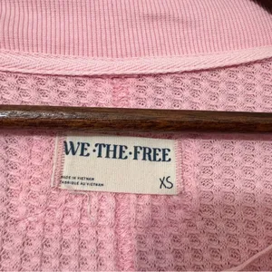 Free People We The Free Travis Waffle Knit Thermal Top Pink XS Oversized thumbnail 5
