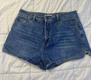 Forever 21 Women's Denim Shorts High-rise side slit micro Y2k 90s Grunge Indie thumbnail 1