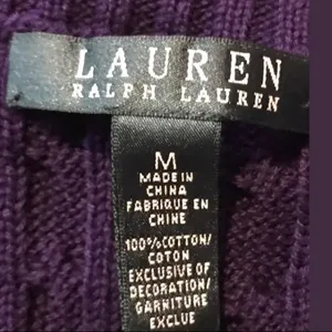 Lauren Ralph Lauren Knit Sweater Purple 100% Cotton V Neck Sz M Heritage Classic thumbnail 6